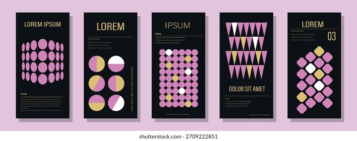 Colección abstracta moderna del cartel, carteles minimalistas del Vector con las Formas geométricas. Los fondos versátiles para carteles, etiquetas y Plantilla con texto.