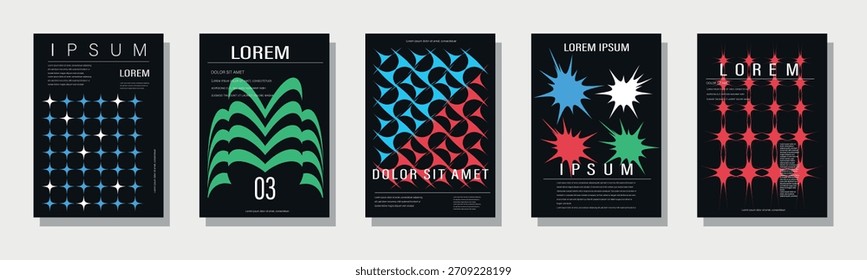 Colección abstracta moderna del cartel, carteles minimalistas del Vector con las Formas geométricas. Los fondos versátiles para carteles, etiquetas y Plantilla con texto.