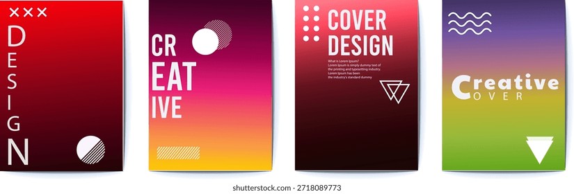 Modern abstract poster design templates with vibrant gradient backgrounds