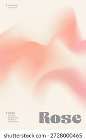 Modern abstract poster layout featuring a soft, fluid mesh gradient. Gentle waves of rose pink and cream create a calm, serene mood. Minimalist vector background for web design or print