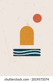 modern abstract poster multicolored retro sun 
