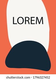 Modernes abstraktes Poster mit rotem Hintergrund, dunkler Blaupause und weißer Form.  Für Flyer, Banner, Verpackung, Branding, Grußkarten, Wallpaper, Werbung