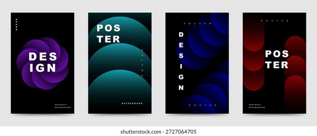 Conjunto de póster abstracto moderno con coloridas Formas degradadas y una composición limpia, adecuado para diseños creativos de marca, editoriales y promocionales.