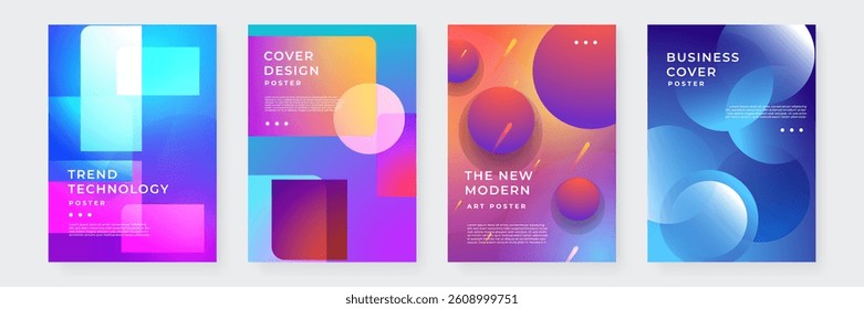 Modern Abstract Poster Set With Vibrant Gradient Designs
