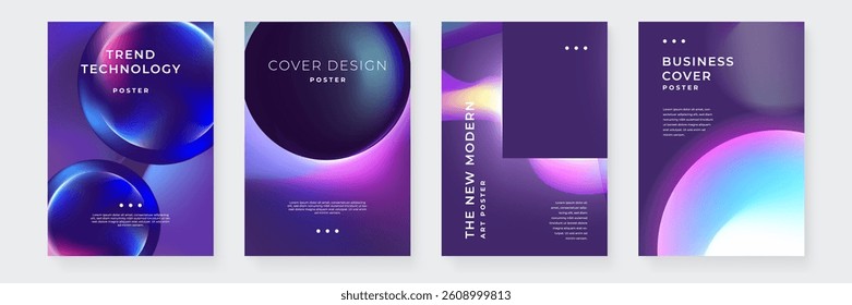Modern Abstract Poster Set With Vibrant Gradient Designs