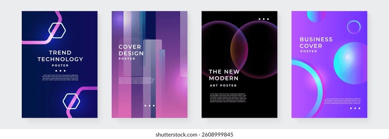 Modern Abstract Poster Set With Vibrant Gradient Designs