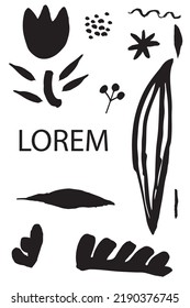 Modern abstract posters with paper cut hand drawn floral organic shapes. Designed for cards, background, social media and packaging design