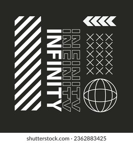 modern abstract posters quotes, design t-shirt streetwear clothing, vector typography, perfect for modern apparel.  Retro futuristic design elements, perspective grid, tunnel, circle