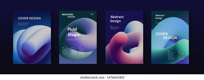Modern abstract posters set. Trendy gradient shapes illustration vector design.  Covers with futuristic design.
