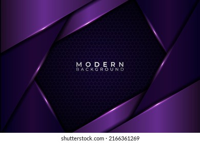 Modern Abstract Premium Background Elegant Diagonal Overlapped Shiny Purple on Hexagon Pattern