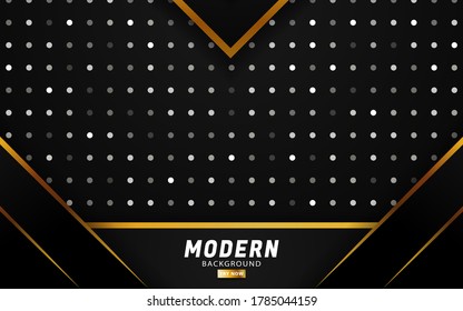 diseño de banner de fondo negro premium abstracto moderno.solapar capas con efecto de papel.Efecto de luz realista en el fondo texturizado de puntos.ilustración vectorial.