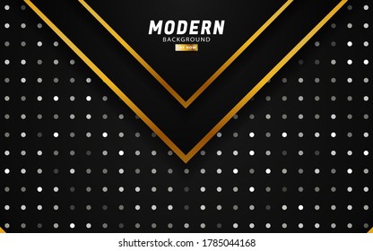 diseño de banner de fondo negro premium abstracto moderno.solapar capas con efecto de papel.Efecto de luz realista en el fondo texturizado de puntos.ilustración vectorial.