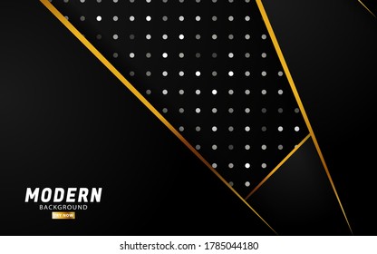 diseño de banner de fondo negro premium abstracto moderno.solapar capas con efecto de papel.Efecto de luz realista en el fondo texturizado de puntos.ilustración vectorial.