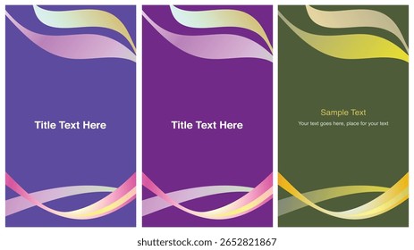 Modern abstract presentation background with colorful gradient waves on purple. Vector template with text space, perfect for business, banners, posters, web, digital projects, marketing design.