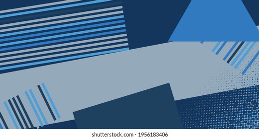 Fondo de presentación abstracto moderno. Fondo geométrico de lujo. Decoración abstracta, gradientes de medio tono. Ilustración vectorial. Fondo azul oscuro