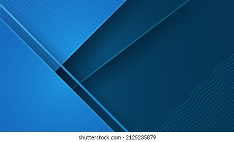 Modern abstract presentation background. Luxury paper cut background. Abstract decoration, bluish shiny pattern, line stripes gradients, 3d Vector illustration. Dark blue background