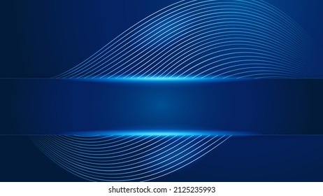 Modern abstract presentation background. Luxury paper cut background. Abstract decoration, bluish shiny pattern, line stripes gradients, 3d Vector illustration. Dark blue background