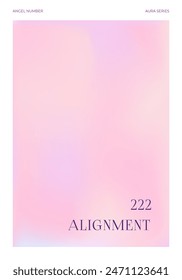 Impresión abstracta moderna con los números de ángel 222 y aura de gradiente rosa claro, cartel colorido y brillante, Plantillas de cartel imprimibles, diseño listo, colección de moda. Nuevo Anuncio de diseño fresco y moderno