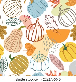 Modern abstract pumpkins seamless pattern. Autumn pumpkin texture