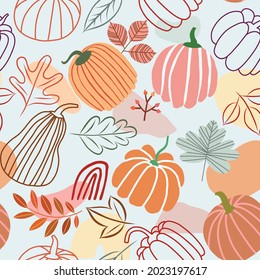 Modern abstract pumpkins seamless pattern. Autumn pumpkin texture