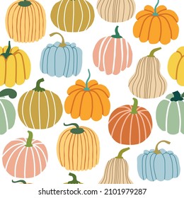 Modern abstract pumpkins seamless pattern. Autumn pumpkin texture