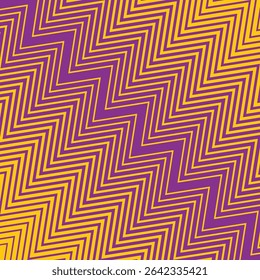 modern abstract purpel colour thik to thin dagonal zig zag seamless pattern with orange colour background.