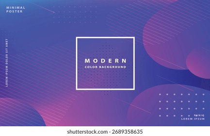 Modern Abstract Purple and Blue Gradient Background with Geometric Shapes and Lines, Minimal Poster Design