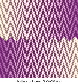 modern abstract purple colour thik to thin horizontal zig zac line pattern on tan colour background