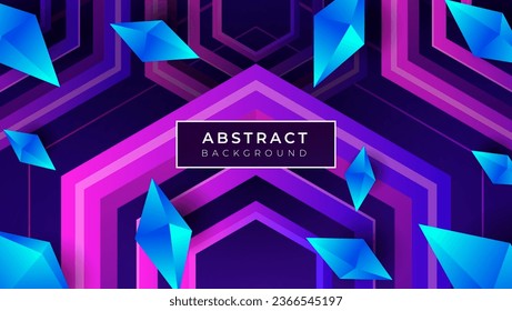 Modern Abstract Purple hexagonal with 3d Diamonds Background Premium Vector