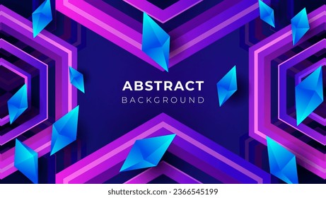 Modern Abstract Purple hexagonal with 3d Diamonds Background Premium Vector