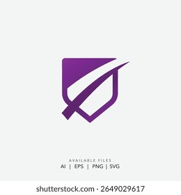 Modern Abstract Purple Shield Logo, Sleek Professional Emblem for Cybersecurity, Minimalist Violet Shield Icon