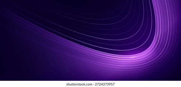 Moderno abstrato onda roxa no fundo escuro, bandeira técnica, conceito de negócios corporativos, fundo abstrato de alta tecnologia, ilustração vetorial para negócios ou apresentação