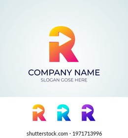 Modern abstract R Logo । r letter mark । arrow logo design 