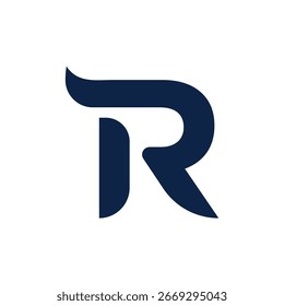 Modern Abstract "R" Monogram Logo in Navy Blue