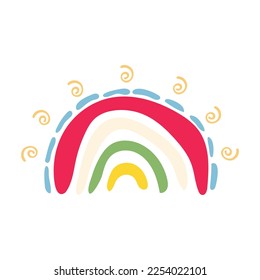 Modern Abstract Rainbow for kids room poster. Geometric Scandinavian wall art print.
