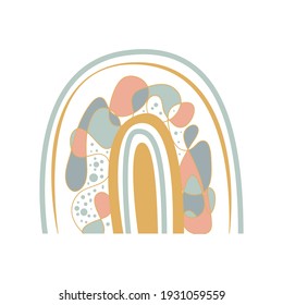 Modern abstract rainbow print. Isolated shapes texture collage. Vector illustration perfect as a card, invitation, poster. Trendy abstract hand-drawn background.
