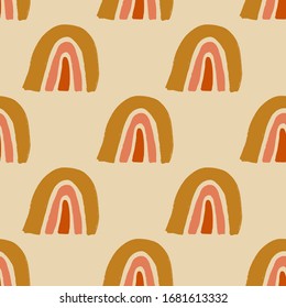 Modern abstract rainbow in vector. Warm terracotta colors. Scandinavian style. Seamless pattern.