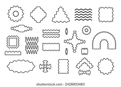 Modern Abstract random black outline odd wavy shapes flat icons set design elements on white background