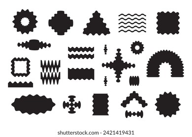 Modern Abstract random odd wavy black shapes flat blank icons set design elements on white background