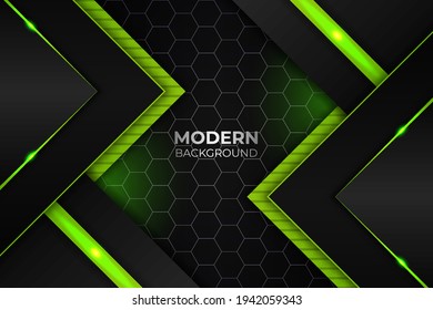Modern Abstract Realistic Geometric Green Glow and Dark Background