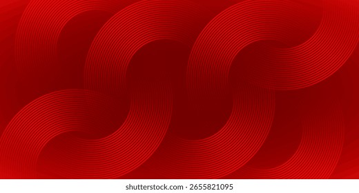 Moderner abstrakter roter Hintergrund mit Kreislinien. Geometrisches Streifenliniendesign für Poster, Broschüre, Cover, Website, Header, Webbanner, Präsentation.