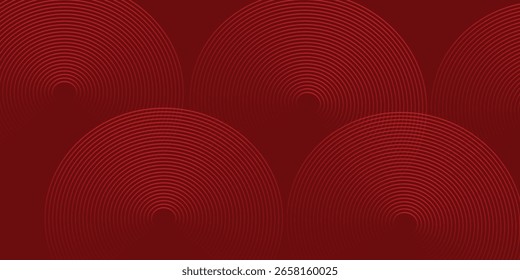 Modern abstract red background with circle lines. Geometric stripe line art design for poster, brochure, cover, website, header, web banner, presentation. VECTOR ILLUSTRATION
