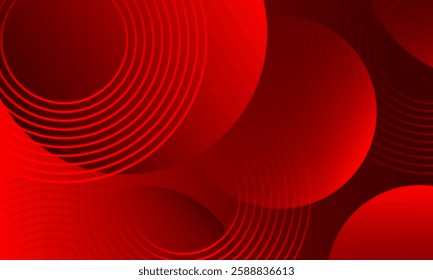 Modern abstract red background with circles. Vector illustration
