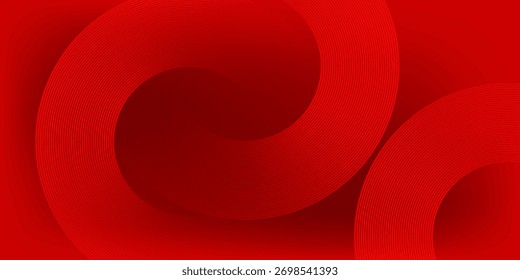 Modern abstract red background with circular lines. Geometric line design for posters, brochures, covers, websites, headers, web banners, and presentations.