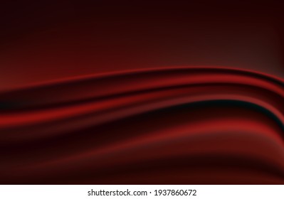modern abstract red background. Dark red silk fabric curtain background. Vector illustration.