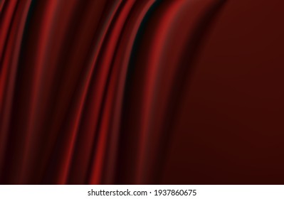 fondo rojo abstracto moderno. Fondo de cortina de tela de seda azul oscuro. Ilustración vectorial.