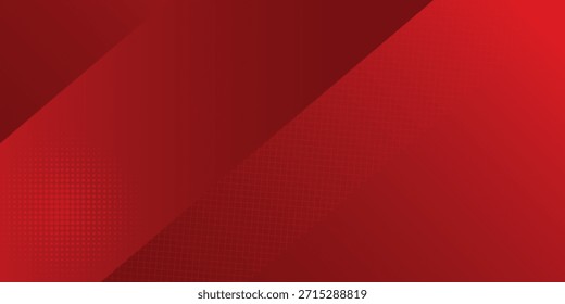Fondo rojo abstracto moderno con líneas diagonales, puntos de semitono y superposición de cuadrícula
