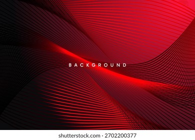 Moderner abstrakter roter Hintergrund mit dynamisch gekrümmten Linien, glatten Gradienten und fließenden Wellenmustern, die ein energetisches und futuristisches Design für digitale und grafische Projekte.