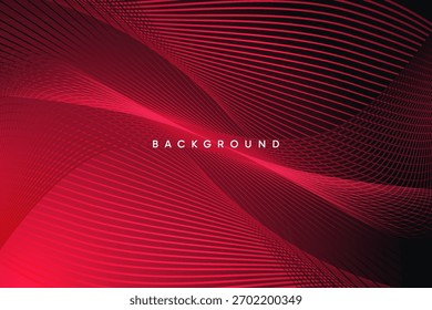Fundo vermelho abstrato moderno com linhas curvas fluindo, gradientes suaves e formas de ondas dinâmicas, criando um design vibrante e futurista perfeito para projetos digitais, de marca ou gráficos.