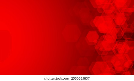 Fondo rojo abstracto moderno con hexágonos brillantes. Diseño de forma hexagonal. para folleto, ciencia, Sitio web, Anuncio, volante, presentación, cubierta